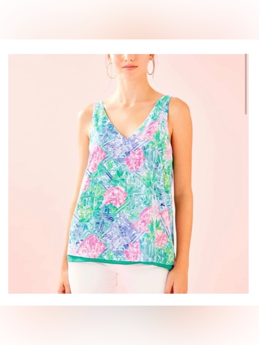 Lilly Pulitzer Florin Reversible Sleeveless V-Neck Top Bohemian Queen XS $88